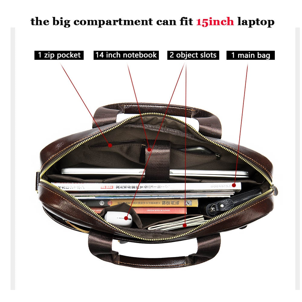 WESTAL Men's Briefcases Men's Bags Genuine Leather Lawyer/office Bag for Men Laptop Bag Leather Briefcases Bag for Documents 209