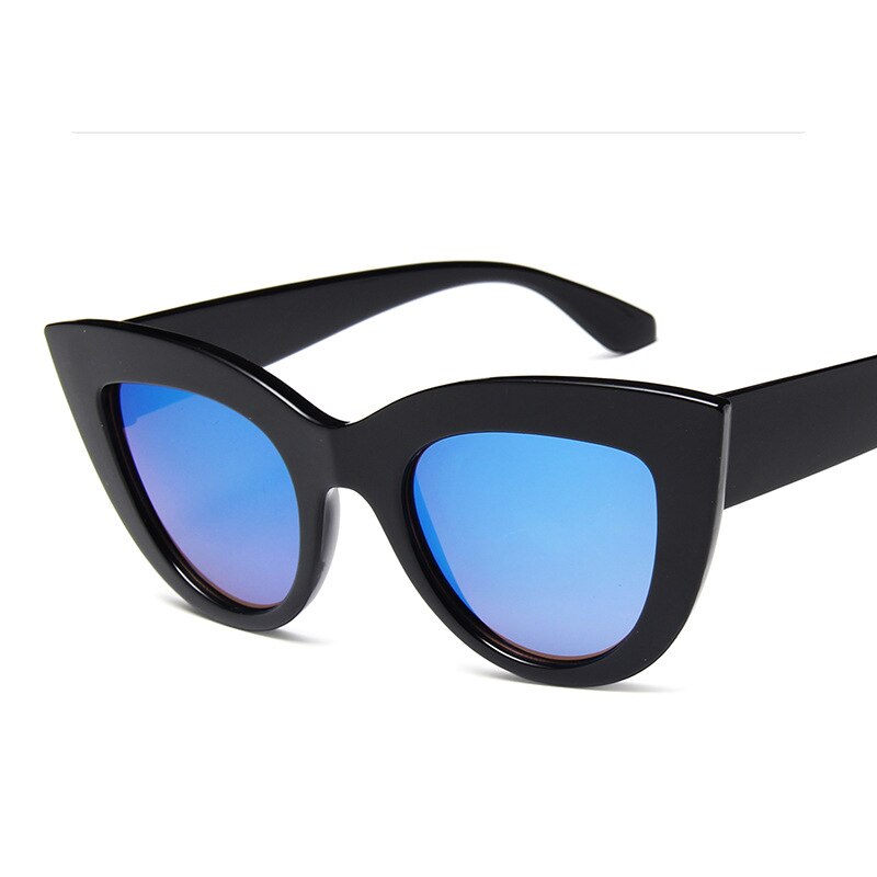 DRESSUUP 13 Colors Sunglasses Women Cat Eye Retro Thick Frame Brand Designer Eyewear Fashiong Mirror Lens Ladies Sun Glasses