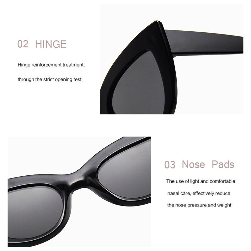 DRESSUUP 13 Colors Sunglasses Women Cat Eye Retro Thick Frame Brand Designer Eyewear Fashiong Mirror Lens Ladies Sun Glasses