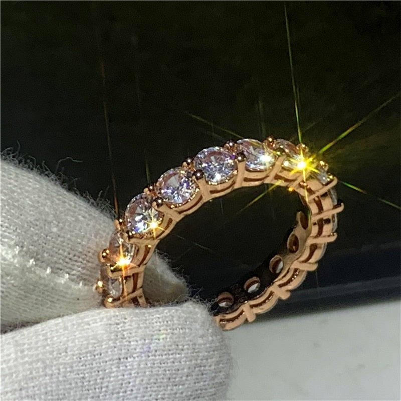 Eternity Band Promise ring 925 Sterling silver Diamond cz Engagement Wedding Rings for women Men Finger Party Jewelry