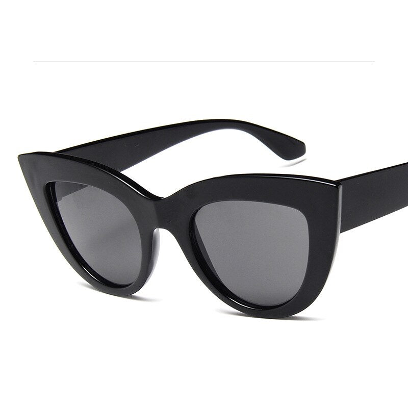 DRESSUUP 13 Colors Sunglasses Women Cat Eye Retro Thick Frame Brand Designer Eyewear Fashiong Mirror Lens Ladies Sun Glasses