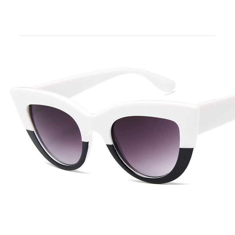 DRESSUUP 13 Colors Sunglasses Women Cat Eye Retro Thick Frame Brand Designer Eyewear Fashiong Mirror Lens Ladies Sun Glasses
