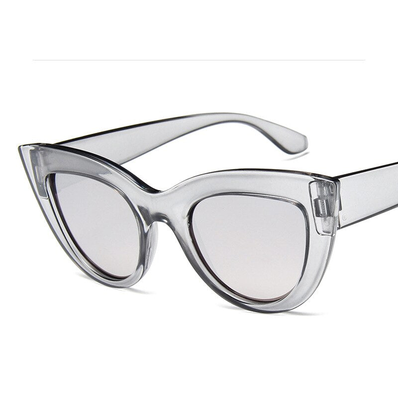 DRESSUUP 13 Colors Sunglasses Women Cat Eye Retro Thick Frame Brand Designer Eyewear Fashiong Mirror Lens Ladies Sun Glasses
