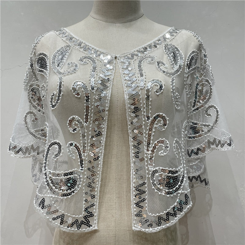 Women's 1920s Shawl Beaded Sequin Deco Evening Cape Bolero Flapper Cover Up European And American Wedding Dress Shawl On Stage