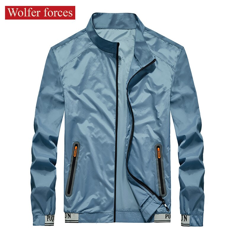 Ice Silk Sunscreen Men's Ultra Thin Skin Clothes Breathable Quick Drying Coat Elastic Handsome Hoodless Sport Jacket 2021