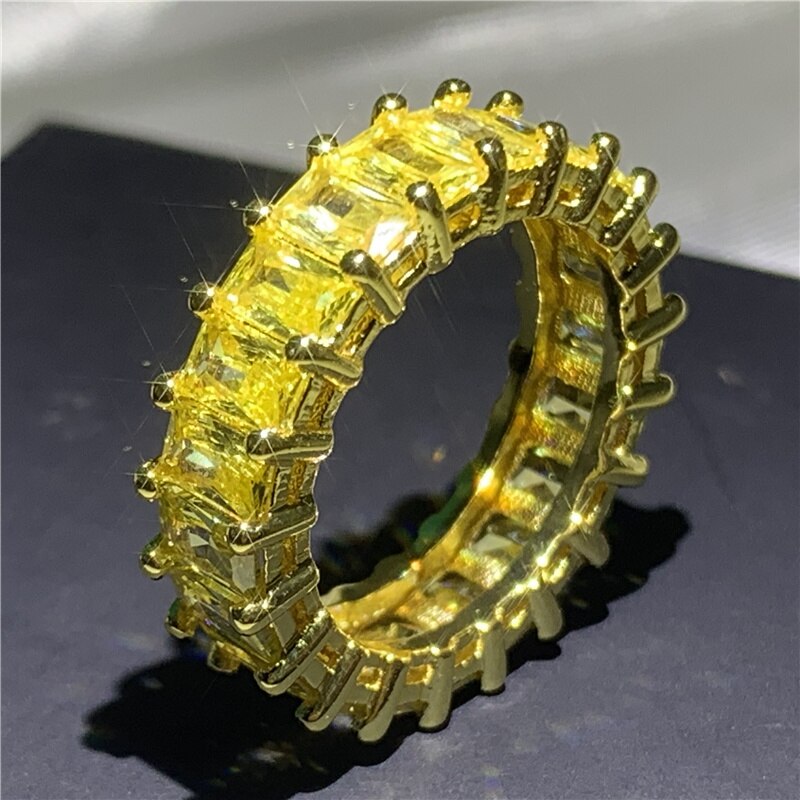 Eternity Band Promise ring 925 Sterling silver Diamond cz Engagement Wedding Rings for women Men Finger Party Jewelry