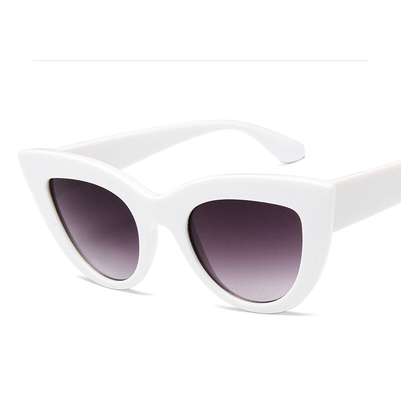 DRESSUUP 13 Colors Sunglasses Women Cat Eye Retro Thick Frame Brand Designer Eyewear Fashiong Mirror Lens Ladies Sun Glasses