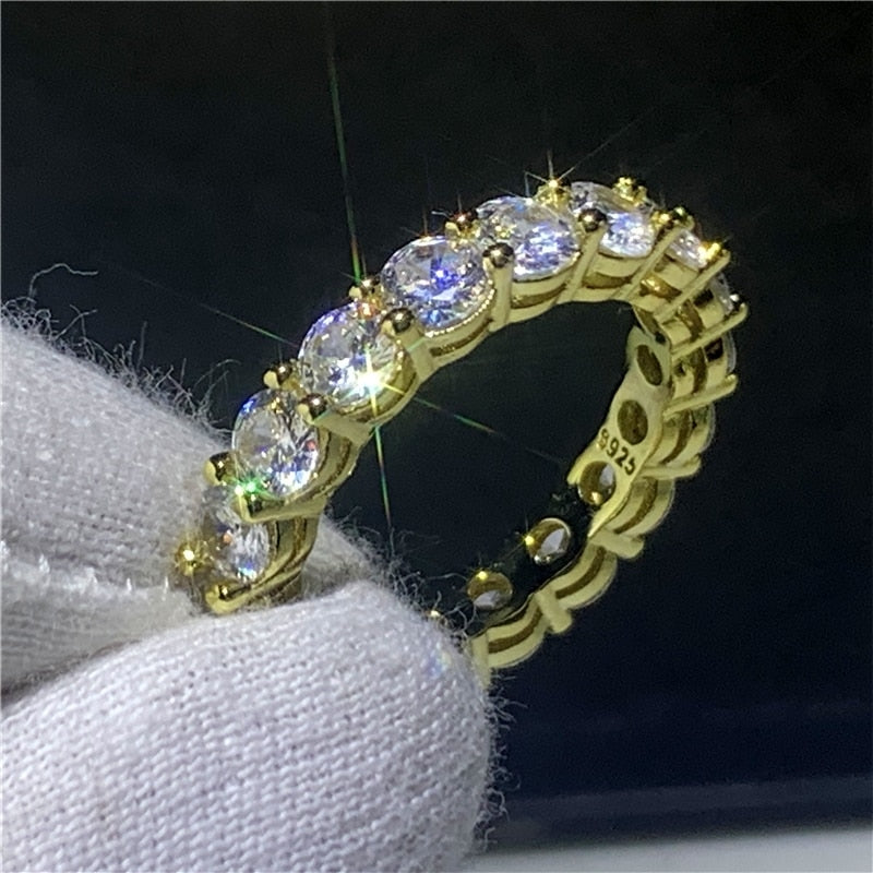 Eternity Band Promise ring 925 Sterling silver Diamond cz Engagement Wedding Rings for women Men Finger Party Jewelry