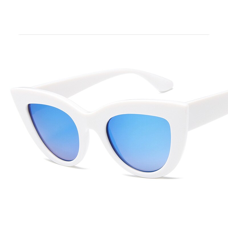 DRESSUUP 13 Colors Sunglasses Women Cat Eye Retro Thick Frame Brand Designer Eyewear Fashiong Mirror Lens Ladies Sun Glasses