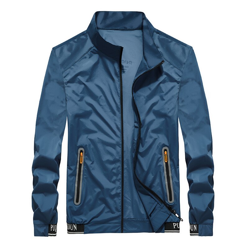 Ice Silk Sunscreen Men's Ultra Thin Skin Clothes Breathable Quick Drying Coat Elastic Handsome Hoodless Sport Jacket 2021