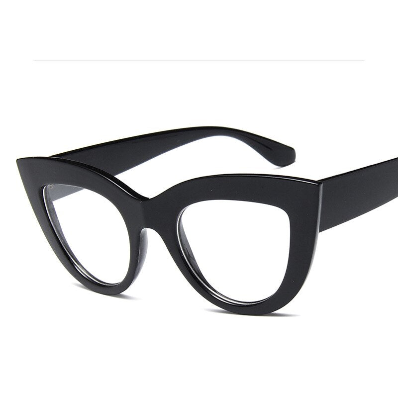 DRESSUUP 13 Colors Sunglasses Women Cat Eye Retro Thick Frame Brand Designer Eyewear Fashiong Mirror Lens Ladies Sun Glasses