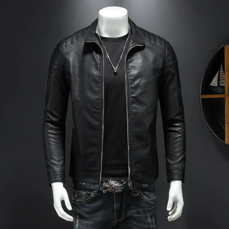 Men Autumn Fashion Motorcycle 2023 Slim Men Streetwear Baseball Outdoor PU Leather Jacket BomberBomber Casual New Blazers coat