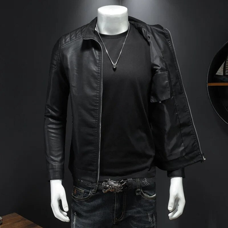 Men Autumn Fashion Motorcycle 2023 Slim Men Streetwear Baseball Outdoor PU Leather Jacket BomberBomber Casual New Blazers coat