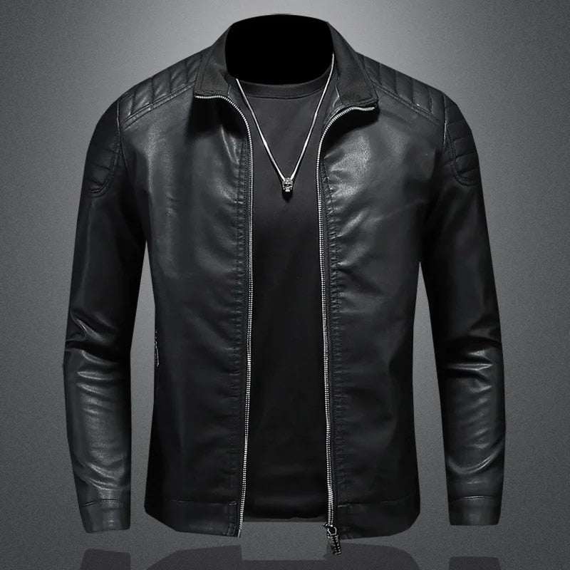 Men Autumn Fashion Motorcycle 2023 Slim Men Streetwear Baseball Outdoor PU Leather Jacket BomberBomber Casual New Blazers coat