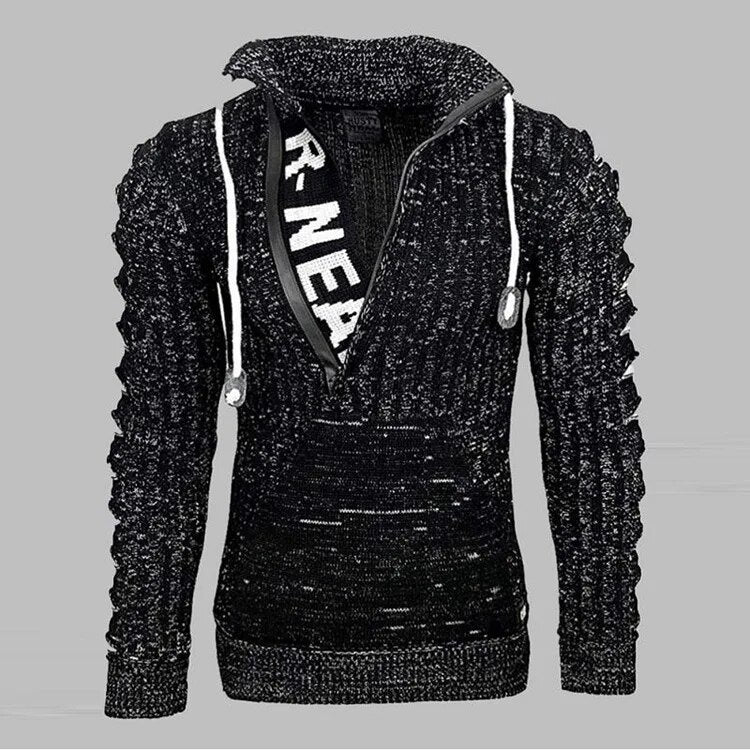 New2023 Autumn Winter Men's Hooded Sweaters Warm Slim High Neck Sweater Long-sleeved Shirt Male Knitwear Mens Clothes Tops S-4XL