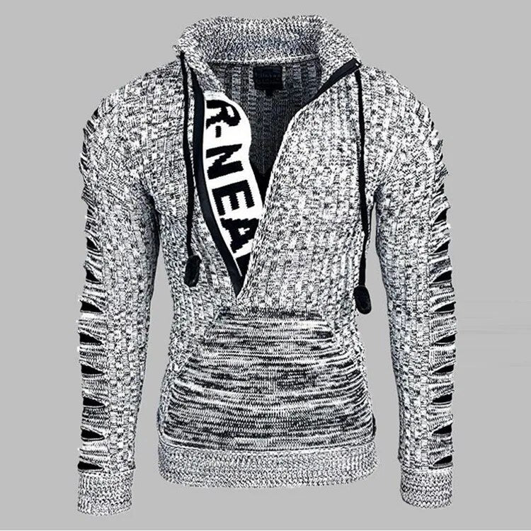 New2023 Autumn Winter Men's Hooded Sweaters Warm Slim High Neck Sweater Long-sleeved Shirt Male Knitwear Mens Clothes Tops S-4XL