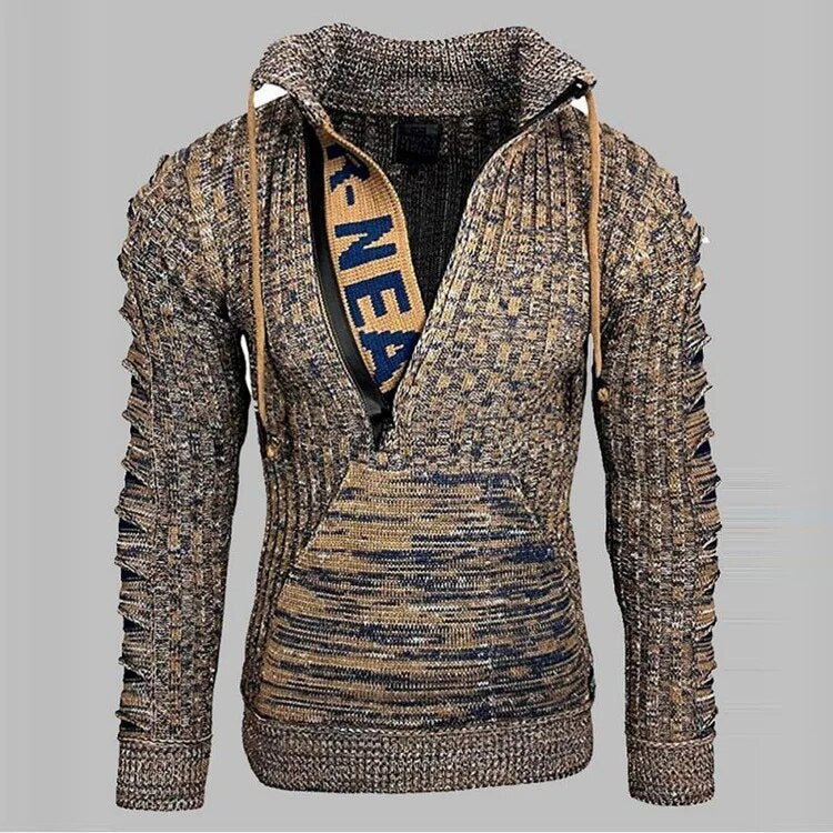New2023 Autumn Winter Men's Hooded Sweaters Warm Slim High Neck Sweater Long-sleeved Shirt Male Knitwear Mens Clothes Tops S-4XL
