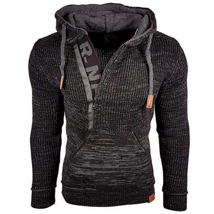 New2023 Autumn Winter Men's Hooded Sweaters Warm Slim High Neck Sweater Long-sleeved Shirt Male Knitwear Mens Clothes Tops S-4XL