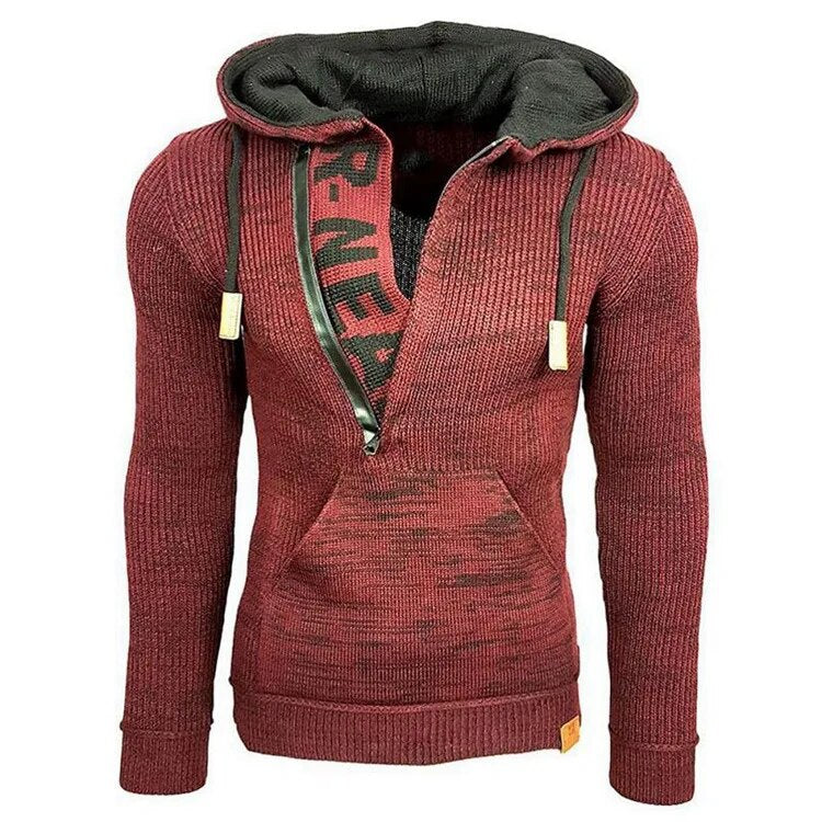 New2023 Autumn Winter Men's Hooded Sweaters Warm Slim High Neck Sweater Long-sleeved Shirt Male Knitwear Mens Clothes Tops S-4XL