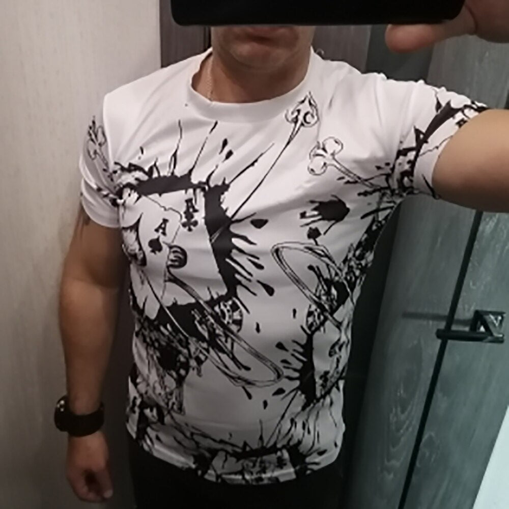 Horrible Skull Spades Poker T-Shirt Casual Men Summer 3D-Print Extra-Large T-Shirt 2022 Comfort Breathable T-Shirt Tops 110-6XL
