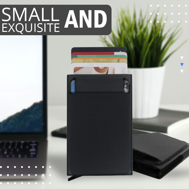 Pop Up Id RFID Card Male Wallet Mini Package Aluminum Metal Organizer Gear Storage Bag Smart Stationery Women Wallet purse