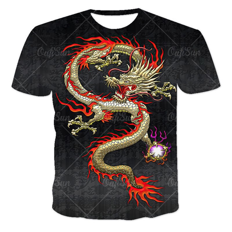 Summer Dragon 3D Printed Pattern Men's T-shirt Casual Sports O Collar Short Sleeved Shirt Hip-Hop Harajuku Oversized T Shirt 6XL