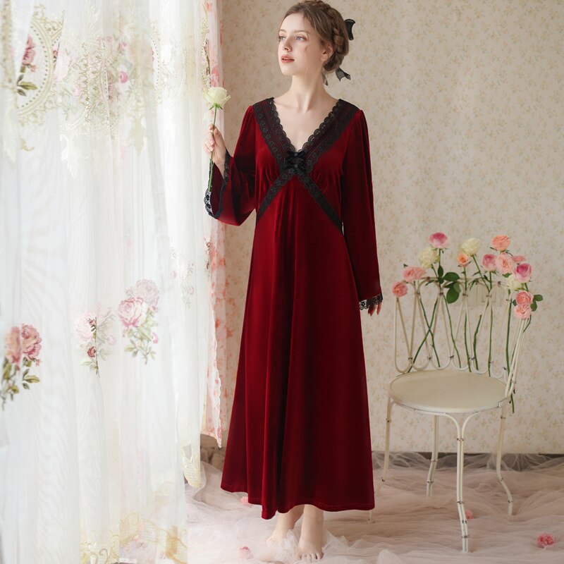 French Spring/Summer Long Canary Fairy Nightgown Thick Home Dress with Loose Flared Sleeves