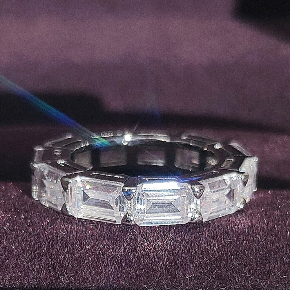 Eternity Band Promise ring 925 Sterling silver Diamond cz Engagement Wedding Rings for women Men Finger Party Jewelry