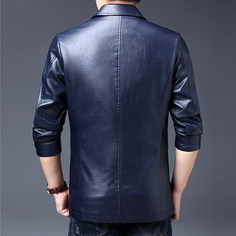 Crocodile brand slim leather jacket coat Men Business Casual Autumn winter new Dress windbreaker mens Blazer faux leather jacket