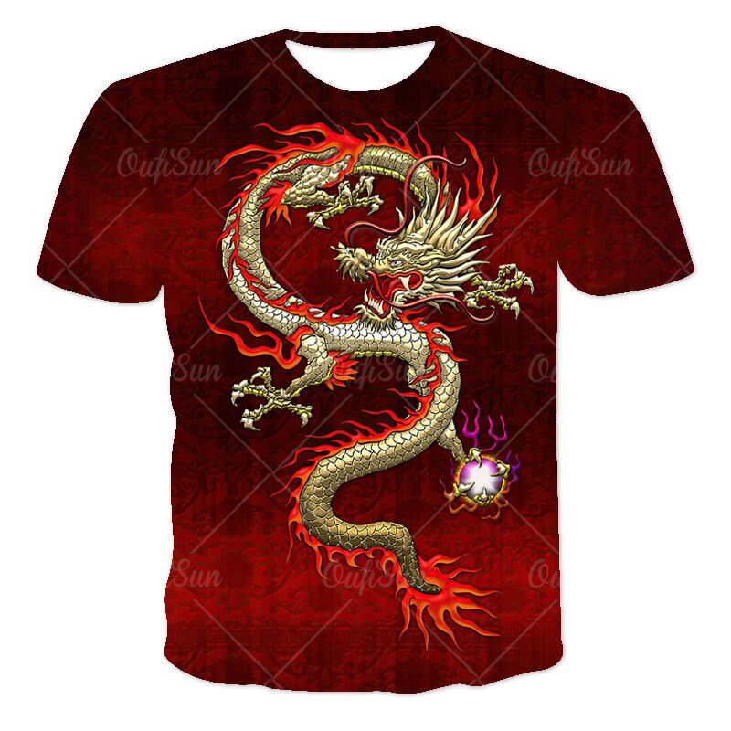 Summer Dragon 3D Printed Pattern Men's T-shirt Casual Sports O Collar Short Sleeved Shirt Hip-Hop Harajuku Oversized T Shirt 6XL