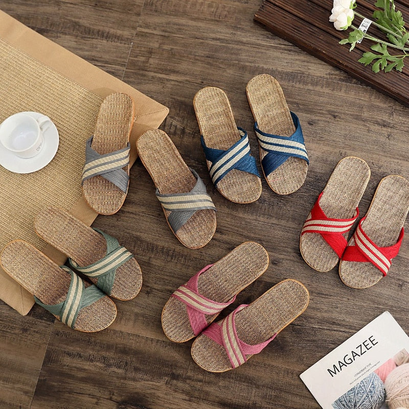Couple Indoor Home Linen Summer Cotton and Linen Thickened Slippers House Sandals Men Light Cool Floor Hemp Shoes Women Y