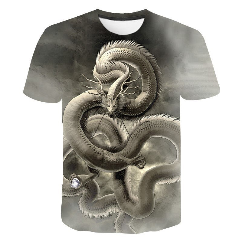 Summer Dragon 3D Printed Pattern Men's T-shirt Casual Sports O Collar Short Sleeved Shirt Hip-Hop Harajuku Oversized T Shirt 6XL