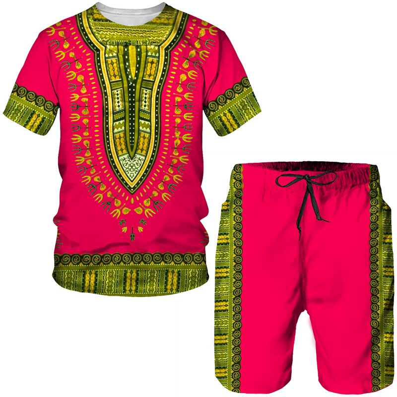 Fashion Funny Harajuku Summer Clothes For Men Leisure O-neck Short Sleeve Tees Set Outdoor Sports Top Shorts 2 Piece Outfit Sets