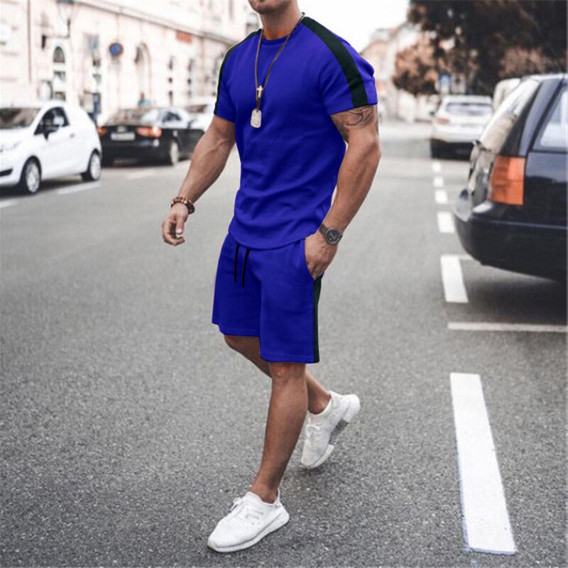 Mens Tracksuit Two Piece Sets Fashion Casual Short Sleeve Tshirts Short Outfits Streetwear Jogger Sets Printed Sports Track suit