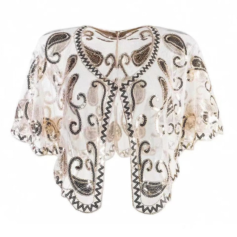 Women's 1920s Shawl Beaded Sequin Deco Evening Cape Bolero Flapper Cover Up European And American Wedding Dress Shawl On Stage