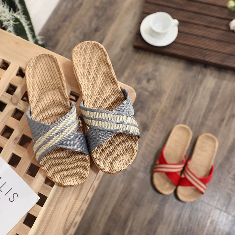Couple Indoor Home Linen Summer Cotton and Linen Thickened Slippers House Sandals Men Light Cool Floor Hemp Shoes Women Y