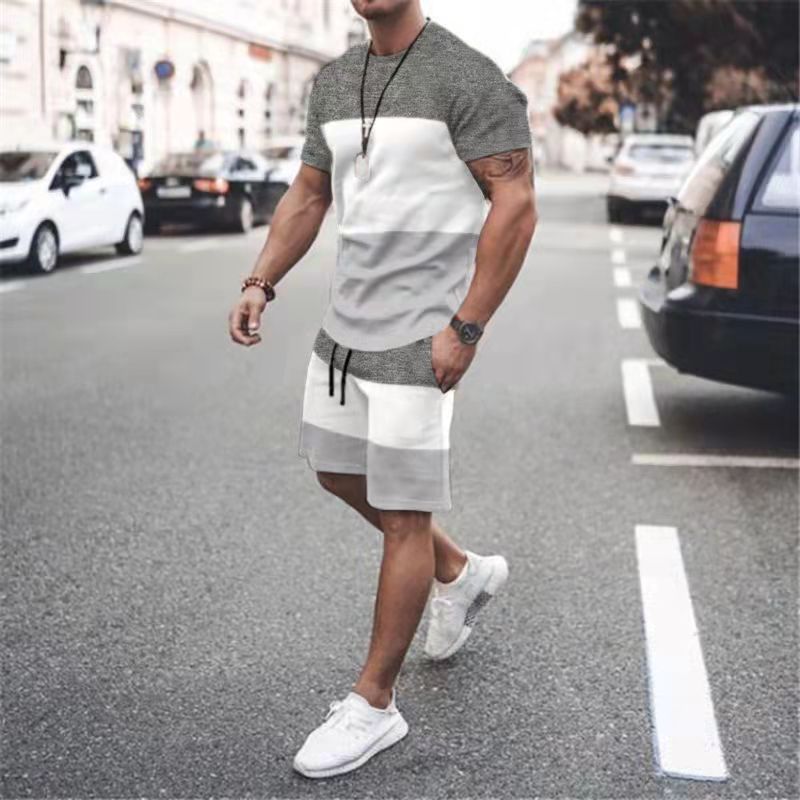 Mens Tracksuit Two Piece Sets Fashion Casual Short Sleeve Tshirts Short Outfits Streetwear Jogger Sets Printed Sports Track suit