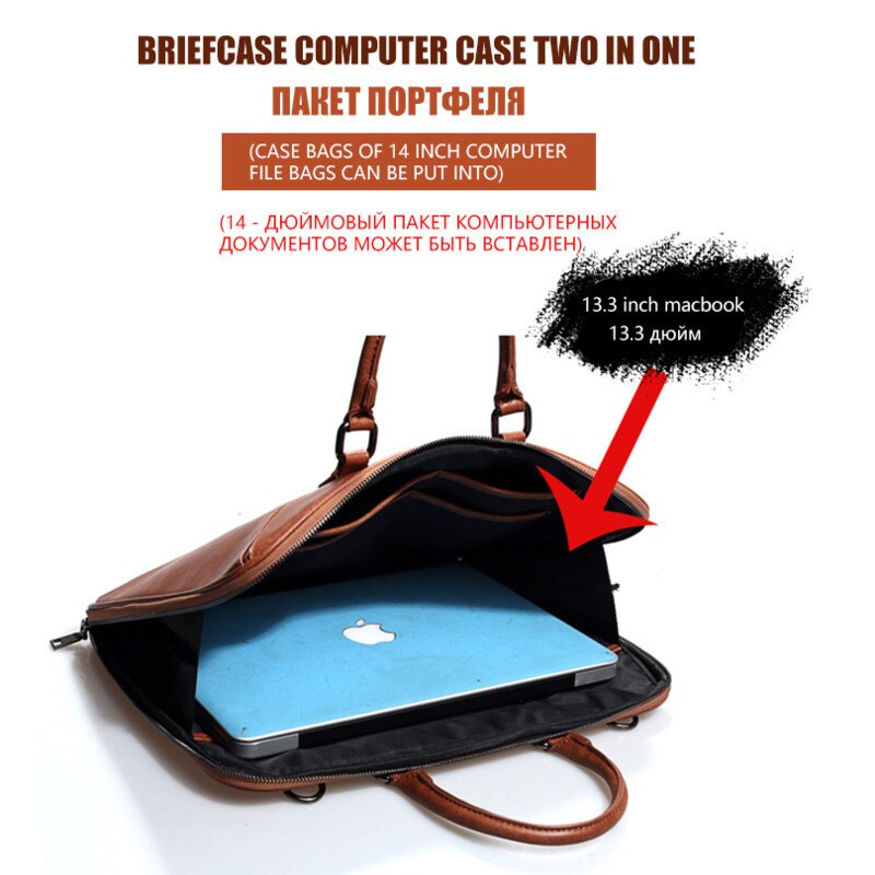 New Fashion Women's Briefcase 14 Inch Laptop Portable Handbag Shoulder Bag Female Business Leather Crossbody Bags Women Handbags