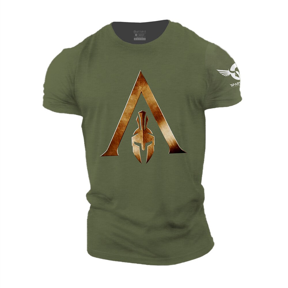 T Shirt For Men Spartan Bodybuilding Tracksuits Leisure O-neck Outdoor Sports Short Sleeve Summer Quick Dry Material Loose Tees