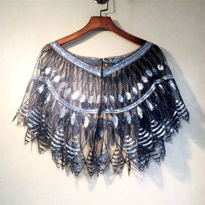 2023 Spring Summer Women Mesh Versatile Capes Sequins European American Popular Evening Dress Shawl Lady Cloaks Poncho
