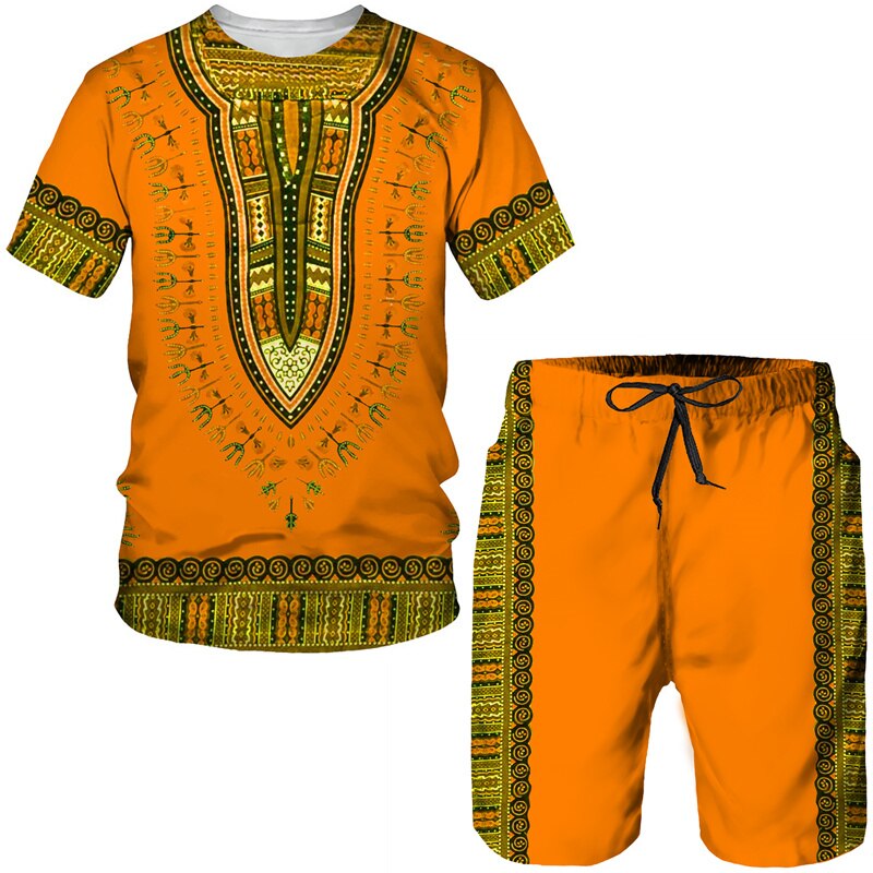 Fashion Funny Harajuku Summer Clothes For Men Leisure O-neck Short Sleeve Tees Set Outdoor Sports Top Shorts 2 Piece Outfit Sets