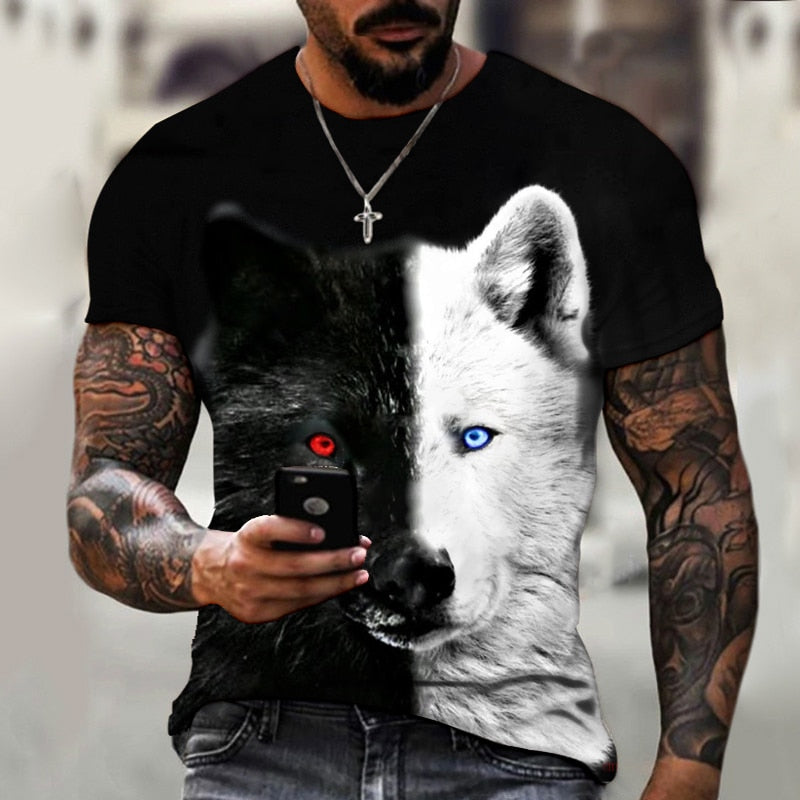 2022 Cotton Summer T-shirt Men Animal Lion 3d Print Fashion Short Sleeve Top Micro Elastic Sport Fitness T Shirt For Men