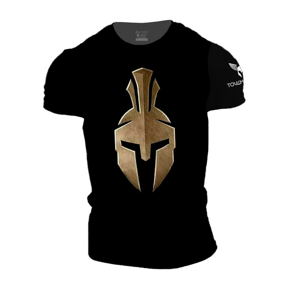 T Shirt For Men Spartan Bodybuilding Tracksuits Leisure O-neck Outdoor Sports Short Sleeve Summer Quick Dry Material Loose Tees