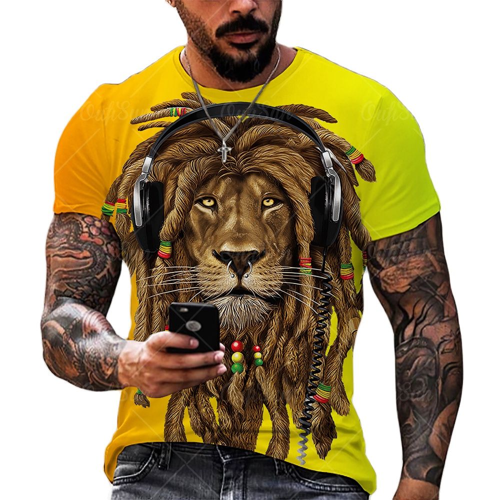 2023 Funny Animal Lion 3D Printed T-Shirt Men Women Fashion Casual Cool T Shirt Reggae Design Harajuku Streetwear Oversized Tops