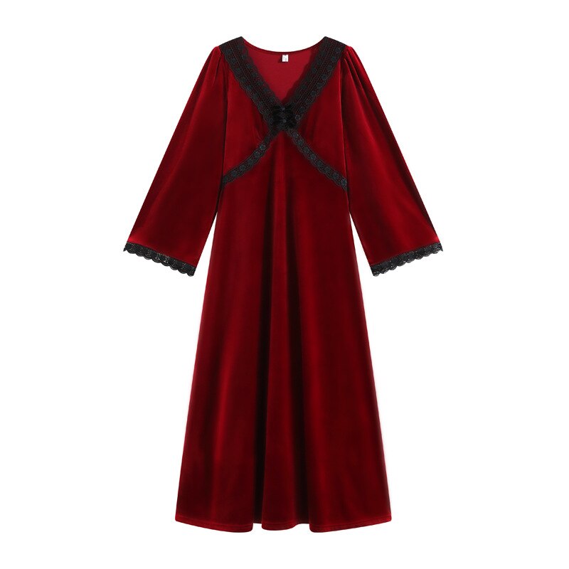 French Spring/Summer Long Canary Fairy Nightgown Thick Home Dress with Loose Flared Sleeves