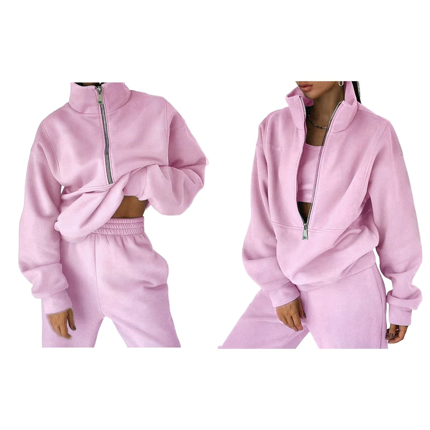 Sweatshirt Track Suits for Women Sweatsuit Half Zip Pullover for Shopping Dating Club