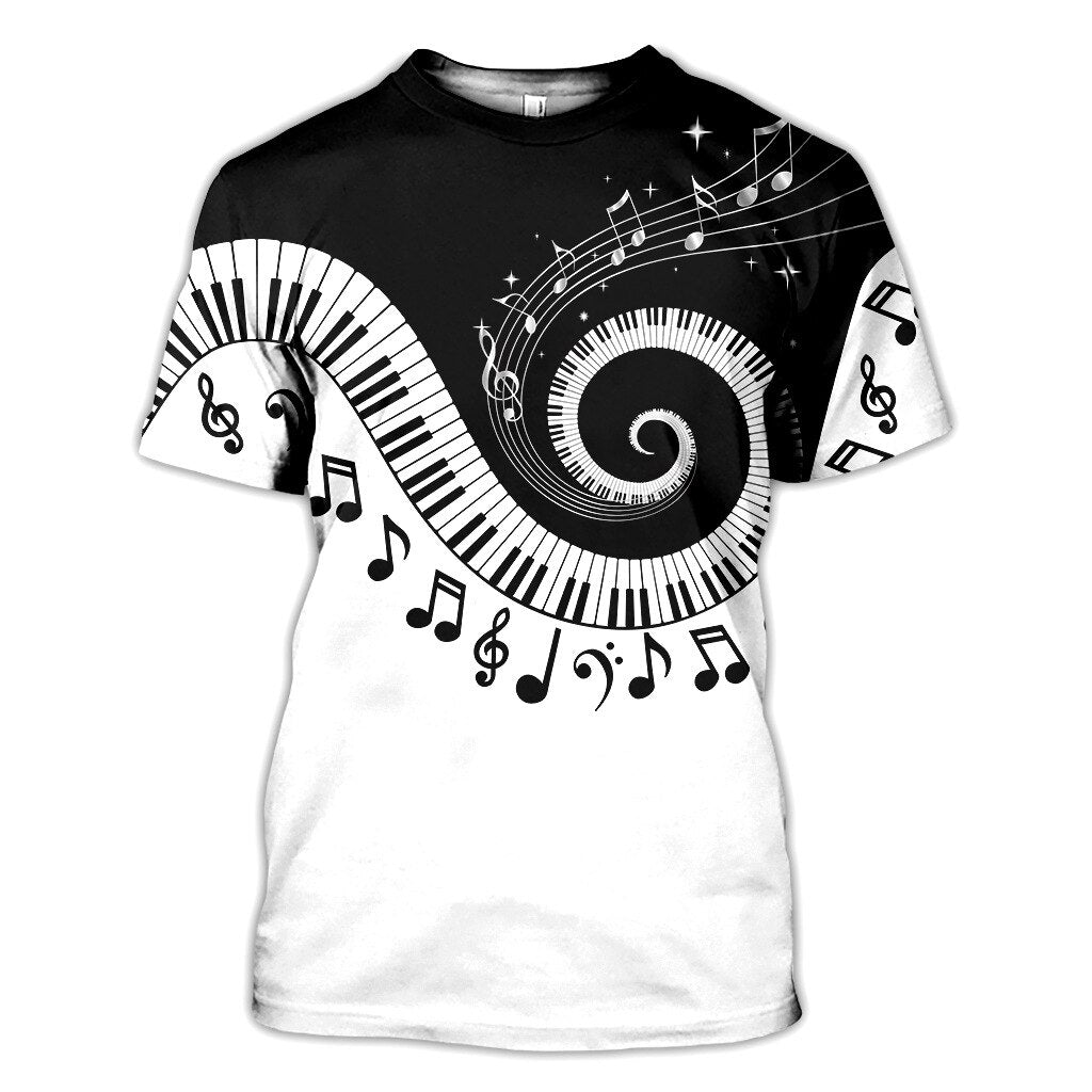 New Alto Tenor Bass Saxophone Graphic T Shirts Hip Hop Oversized Men T-shirt Harajuku Piano Music Print Short Sleeve Tee Top