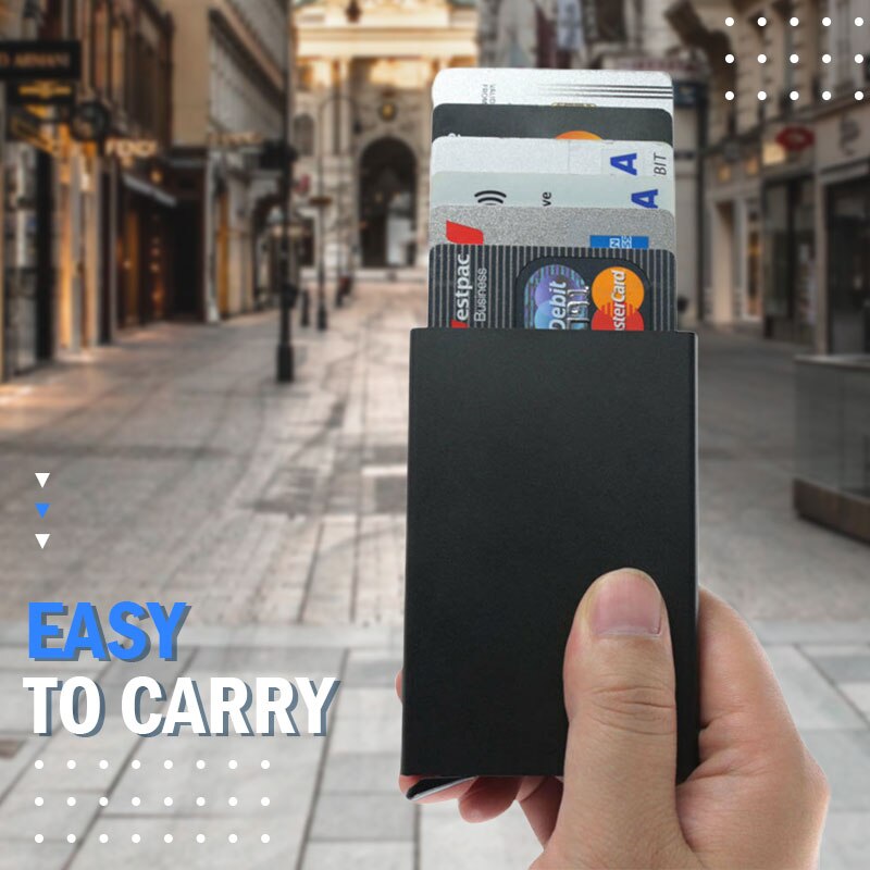 Pop Up Id RFID Card Male Wallet Mini Package Aluminum Metal Organizer Gear Storage Bag Smart Stationery Women Wallet purse