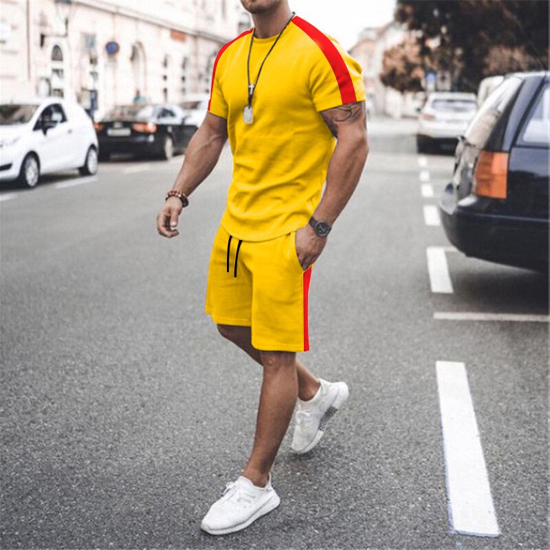 Mens Tracksuit Two Piece Sets Fashion Casual Short Sleeve Tshirts Short Outfits Streetwear Jogger Sets Printed Sports Track suit