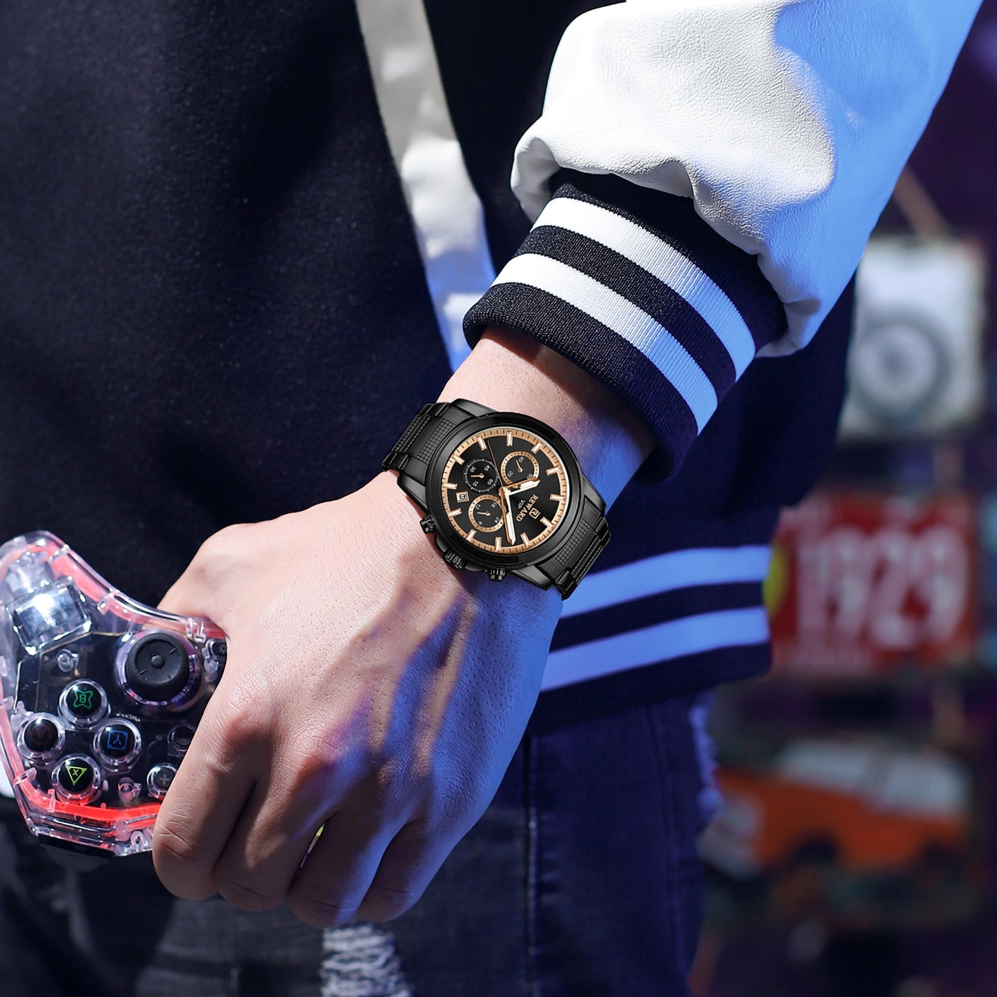 REWARD VIP New Quartz Watches for Men Dress Wrist Watch Stainless Strap Chronograph Luminous Waterproof Date Men's Wristwatches
